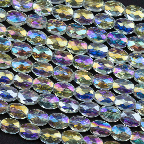 Crystal 6x8mm Clear Faceted Oval Beads with an AB finish - 8 inch strand