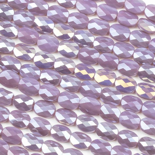 Crystal 6x8mm Opaque Heather Purple Faceted Oval Beads with an AB finish - 8 inch strand