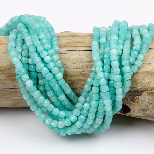 Cherry Tree Beads Russian Amazonite approx. 4.5mm Faceted Cube Beads - 15 inch strand