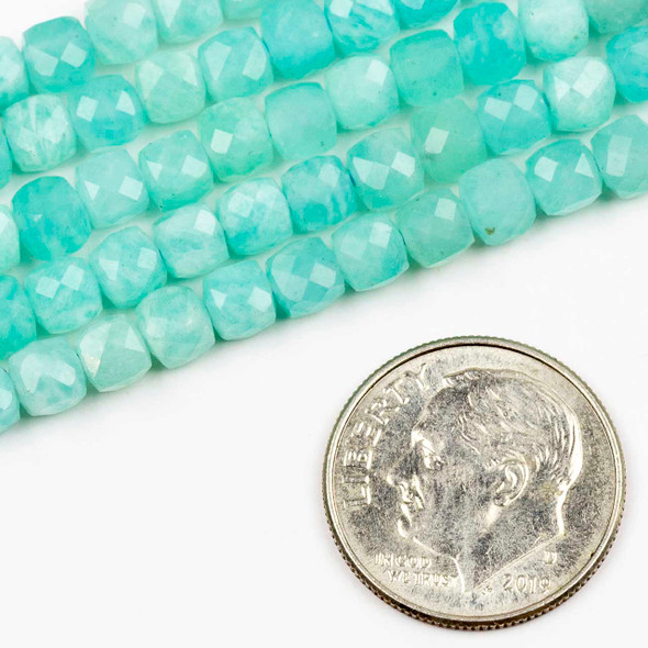 Cherry Tree Beads Russian Amazonite approx. 4.5mm Faceted Cube Beads - 15 inch strand