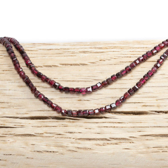 Cherry Tree Beads BOGO Red Garnet 2mm Faceted Cube Beads - 15 inch strand 