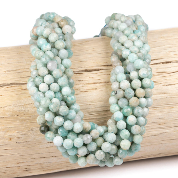 Cherry Tree Beads BOGO Russian Amazonite 5mm Faceted Round Beads - Receive 2 Identical 15 Inch Strands 