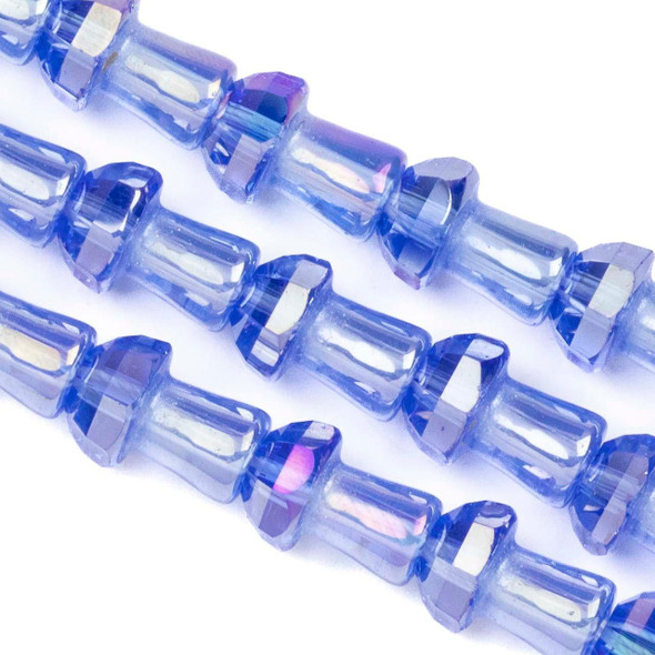 Cherry Tree Beads Crystal 8x11mm Light Sapphire Blue Faceted Mushroom Beads with an AB finish - 8 inch strand 