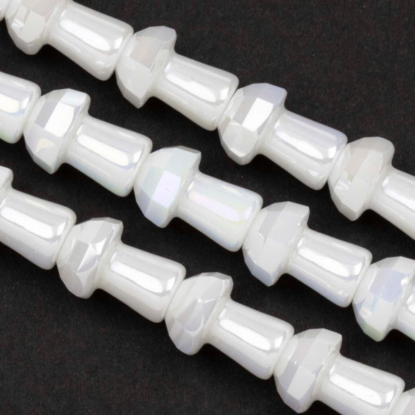 Cherry Tree Beads Crystal 8x11mm Opaque Pearl White Faceted Mushroom Beads - 8 inch strand 