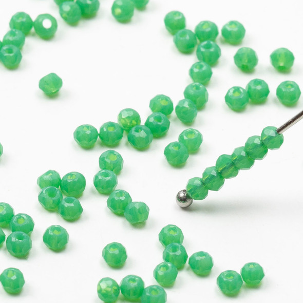 Crystal approx. 2x2.5mm Opaque Jungle Green Faceted Rondelle Beads - Approx. 15 inch strand
