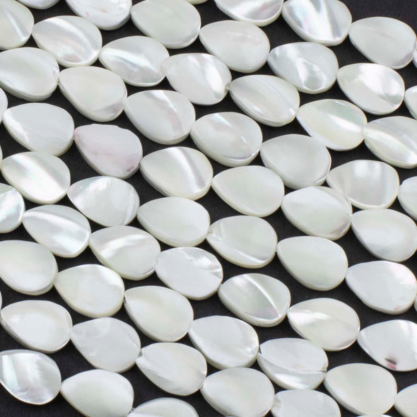 Cherry Tree Beads Mother of Pearl 6x9mm White Teardrop Beads - 16 inch strand 