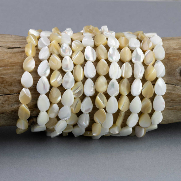pearl drop beads in tan and white for necklaces, bracelets, earrings
