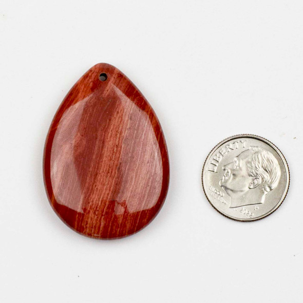 Red Jasper 25x35mm Top Front Drilled Teardrop Pendant  - 1 per bag