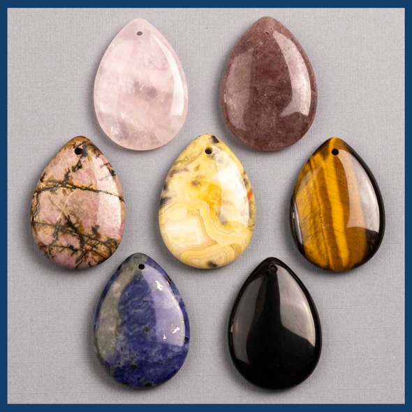 Gemstone Top Front Drilled Teardrop Pendant  - 1 per bag