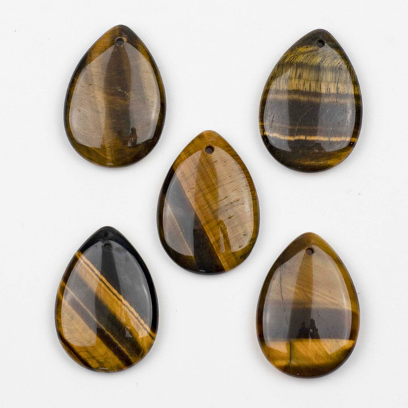 Yellow Tigereye 25x35mm Top Front Drilled Teardrop Pendant  - 1 per bag