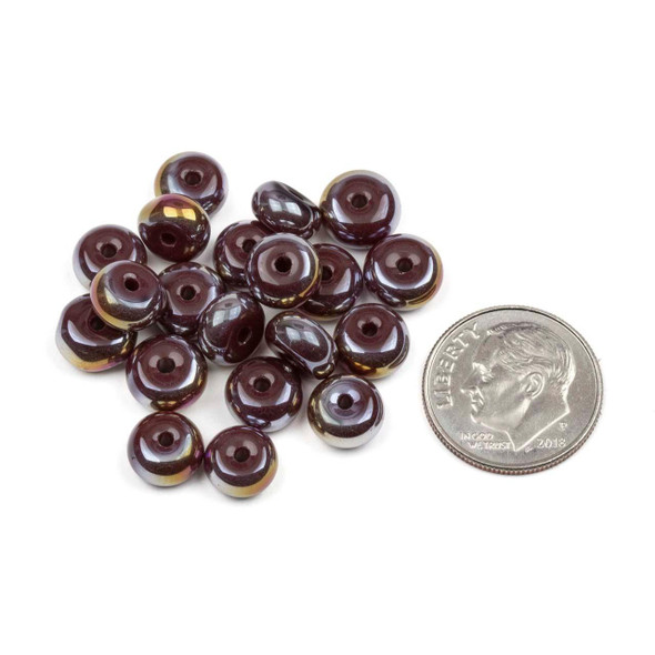 Cherry Tree Beads Glass Bead -  5x8mm Opaque Raspberry Red Rondelles with an AB finish, 16 inch strand 