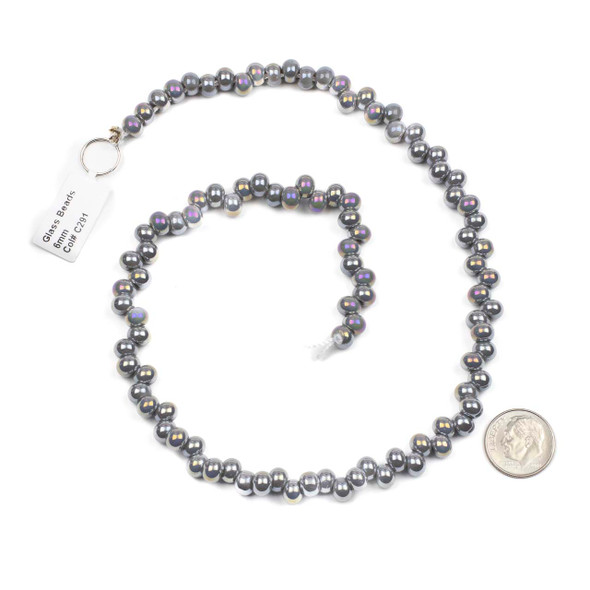Glass 4x6mm Opaque Fog Gray Dancing Rondelle Beads with an AB finish - 15 inch strand