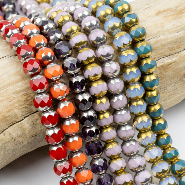 Cherry Tree Beads Glass Bead - 8mm Faceted Rounds with Plating, 11 inch strand 