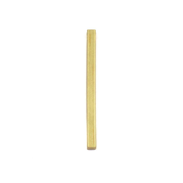 Rectangular brass bar drop components measuring 2.5x35mm, available in raw and coated brass finishes with a top hole for jewelry making.