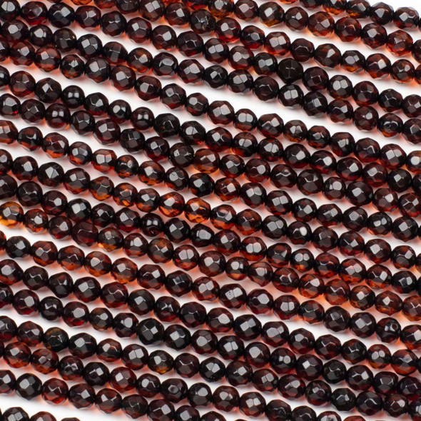 Cherry Tree Beads Amber 4mm Faceted Round Beads - 15 inch strand 