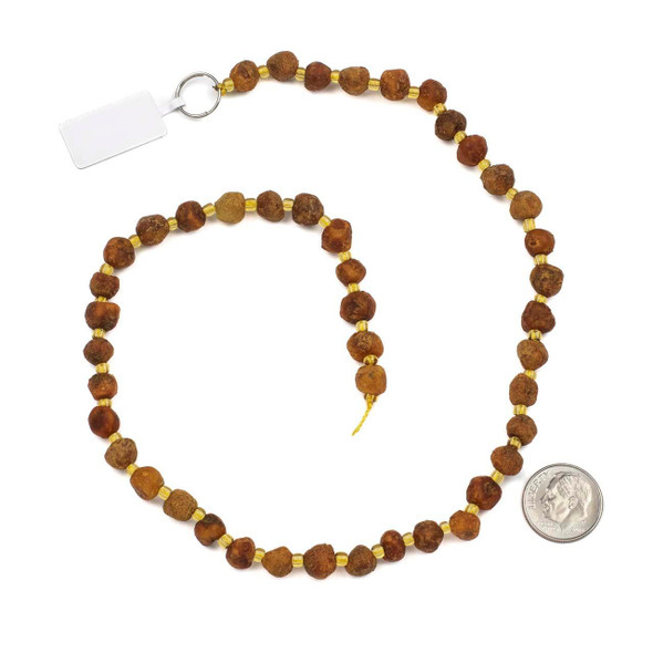 Cherry Tree Beads Unpolished Amber 6-7mm Irregular Round Beads - 14.5 inch strand 