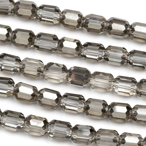 Crystal 6x7mm Black Diamond Faceted Tube Beads - 8 inch strand