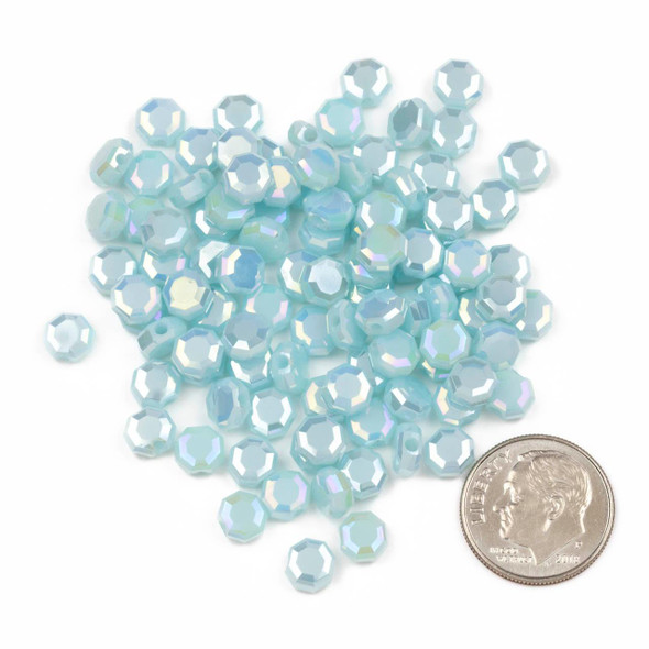 Cherry Tree Beads Crystal Beads - 5mm Faceted Octagonal Coin, Opaque Baby Blue with an AB finish, 20 inch strand 