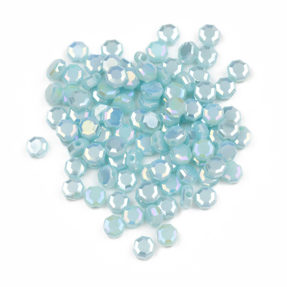 Cherry Tree Beads Crystal Beads - 5mm Faceted Octagonal Coin, Opaque Baby Blue with an AB finish, 20 inch strand 