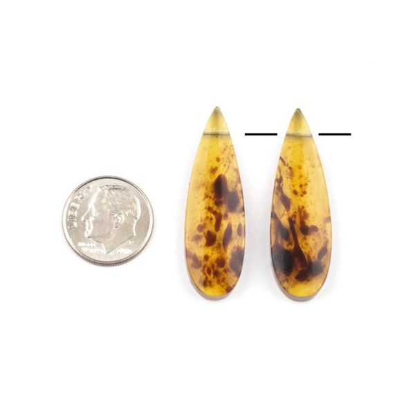 Cherry Tree Beads Amber approx. 12x37mm Top Side Drilled Teardrop Pendant Pair - 2 pieces 