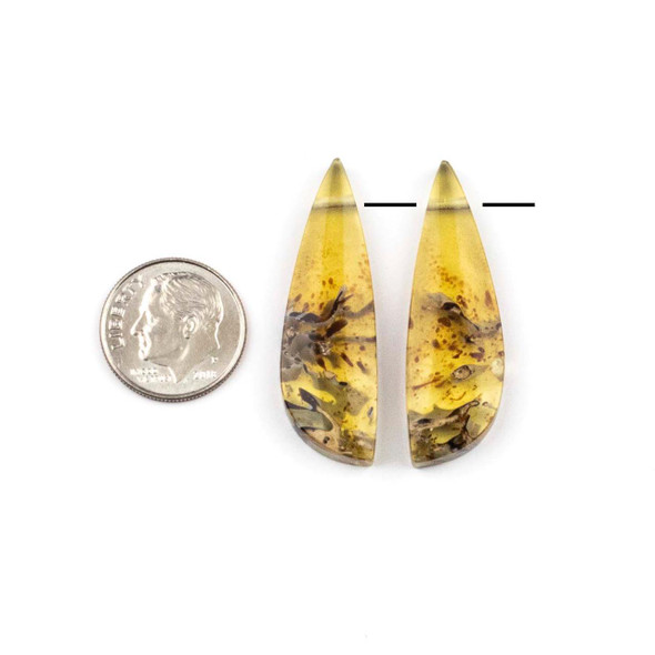 Cherry Tree Beads Amber approx. 12x37mm Top Side Drilled Freeform Pendant Pair - 2 pieces 