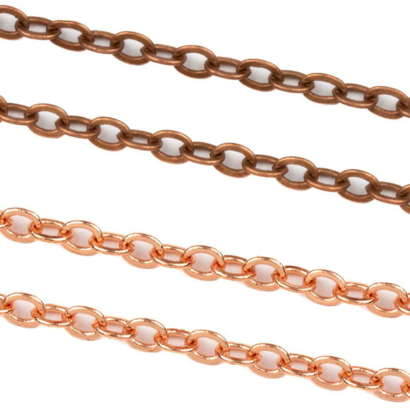 Copper Plated Brass Trace Chain - Soldered 2x3mm Oval Links, 2 meters