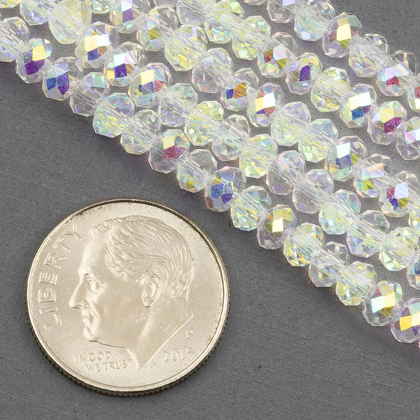 Cherry Tree Beads Crystal Beads - 3x4mm Faceted Rondelle, Clear with a Golden AB finish, 15.5 inch strand 