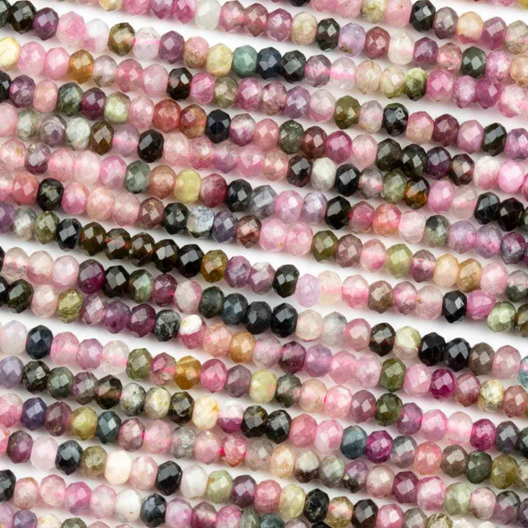 Cherry Tree Beads Rainbow Tourmaline 2x3mm Faceted Rondelle Beads - 15 inch strand 