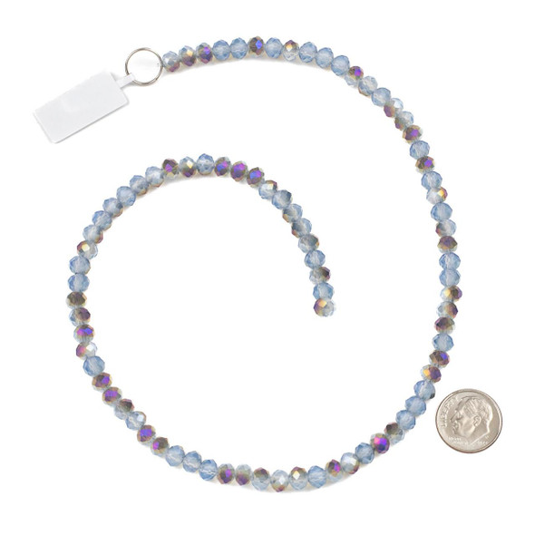 Cherry Tree Beads Crystal Beads - approx. 4x6mm Faceted Rondelle, Purple Rainbow Kissed Blue Opalite, 16 inch strand