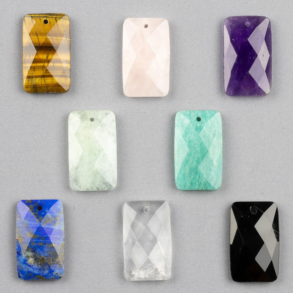 Cherry Tree Beads Gemstone 18x30mm Top Front Drilled Faceted Rectangle Pendant - 1 per bag 