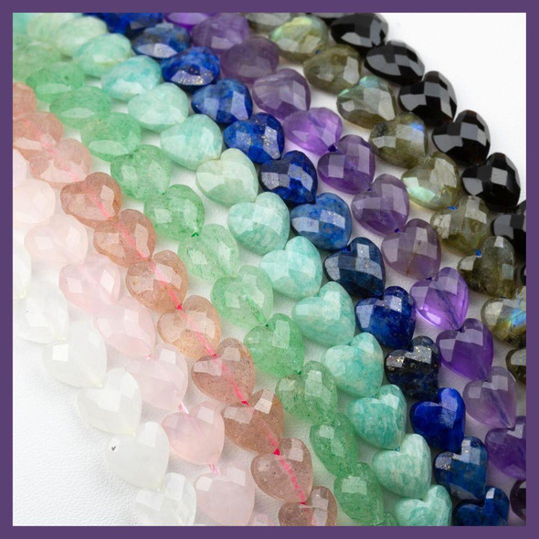 Cherry Tree Beads Gemstone 8mm Faceted Heart Beads 