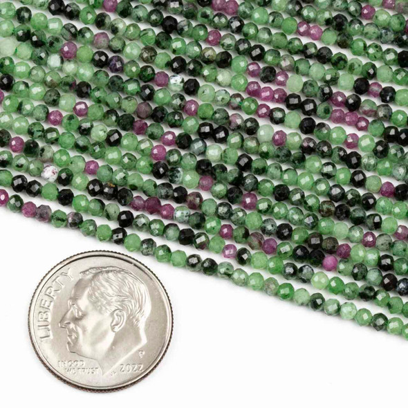 Cherry Tree Beads BOGO Ruby Zoisite 2mm Faceted Round Beads - 15 inch strand