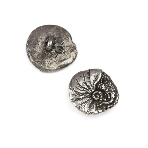  Green Girl Studios Pewter approx. 20mm Nautilus Button - 1 per bag 