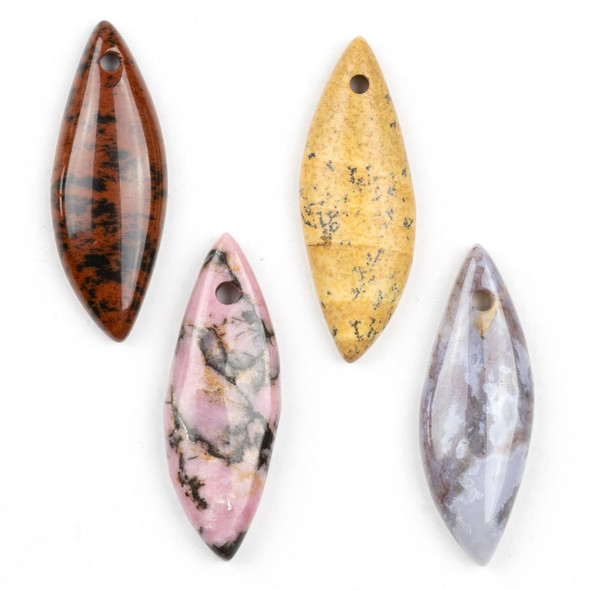 Cherry Tree Beads Gemstone 10x28mm Top Drilled Marquise Pendant with Flat Back -  1 per bag 