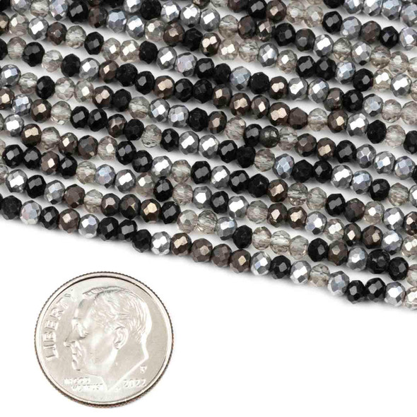 Crystal Beads - approx. 2.5x3mm Faceted Rondelles, Dark Starlight Mix, 15 inch strand