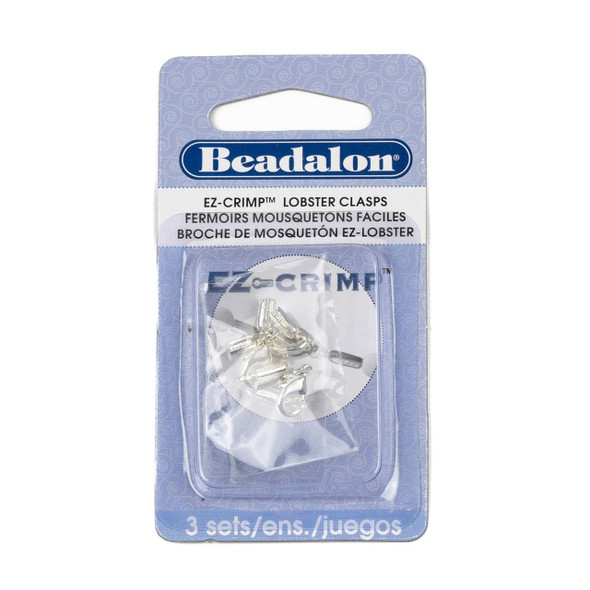 Beadalon EZ-Crimp Lobster Clasp - Silver Plated, 3 sets 
