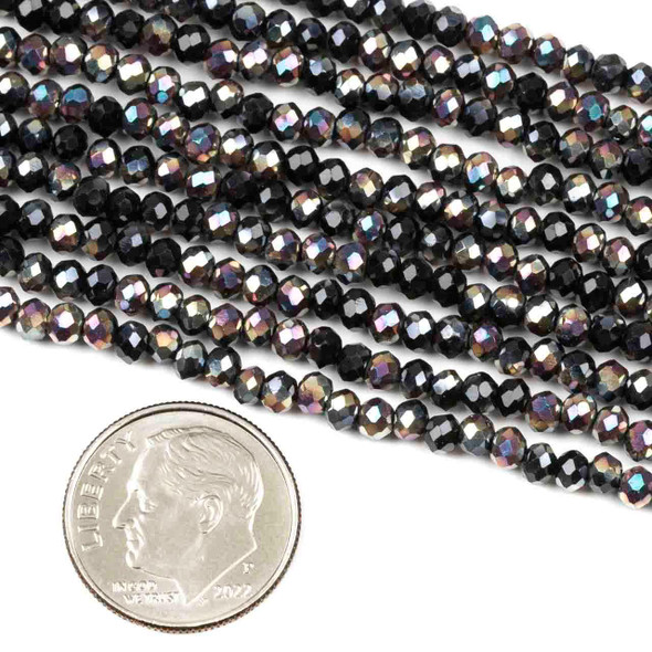 Crystal Beads - 2.5x3mm Faceted Rondelles, Opaque Galaxy Glimmer, 14 inch strand