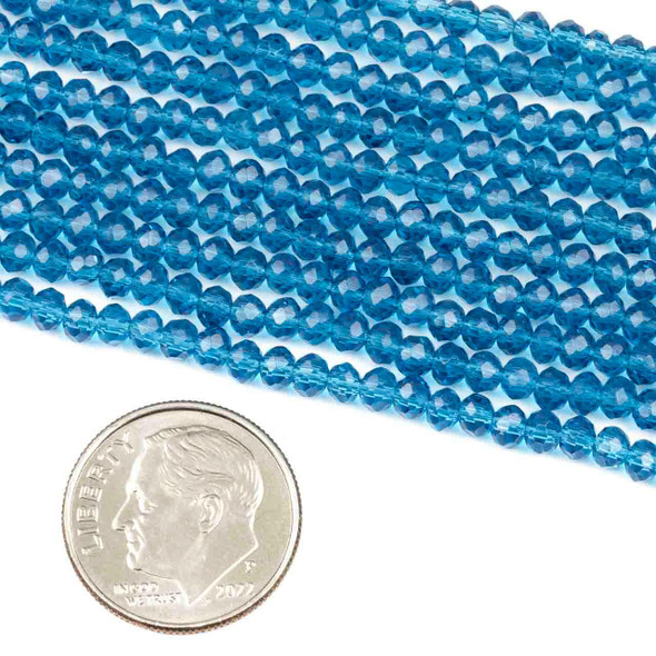 Crystal Beads - 2.5x3mm Faceted Rondelles, Peacock Blue, 15 inch strand