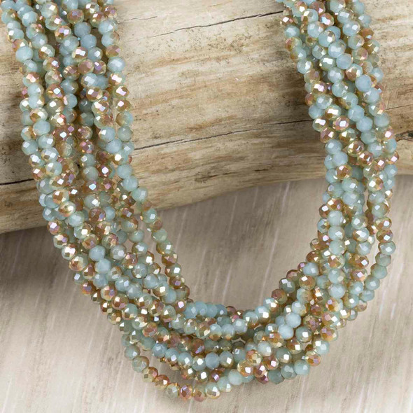 Crystal Beads - 2.5x3mm Faceted Rondelles, Opaque Solar Haze, 14 inch strand