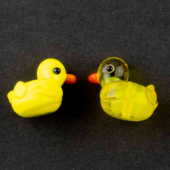 Cherry Tree Beads Handmade Lampwork Glass Beads - 16x19mm Yellow Duck Group Pic