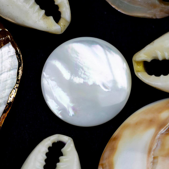 Cherry Tree Beads Mother of Pearl Shell 20mm Coin/Button Cabochon - 1 per bag 