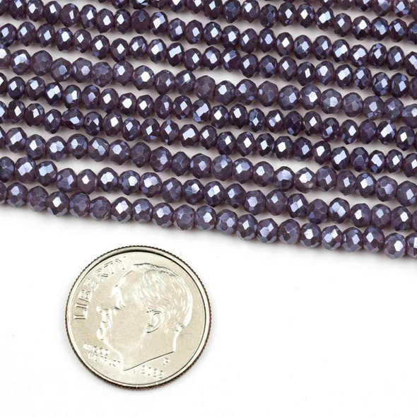 Crystal Beads - 2.5x3mm Faceted Rondelles, Opaque Misty Plum Purple, 16 inch strand