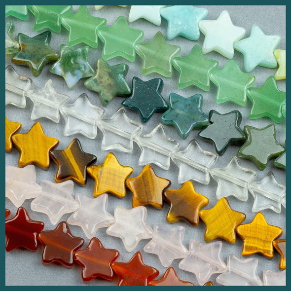 Gemstone 10mm Star Beads - 8 inch strand
