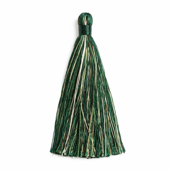 Cherry Tree Beads Multicolor Burma Jade 4" Nylon Tassel (no loop) - 1 per bag 