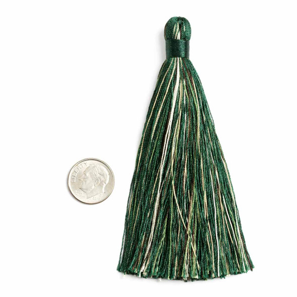 Cherry Tree Beads Multicolor Burma Jade 4" Nylon Tassel (no loop) - 1 per bag 