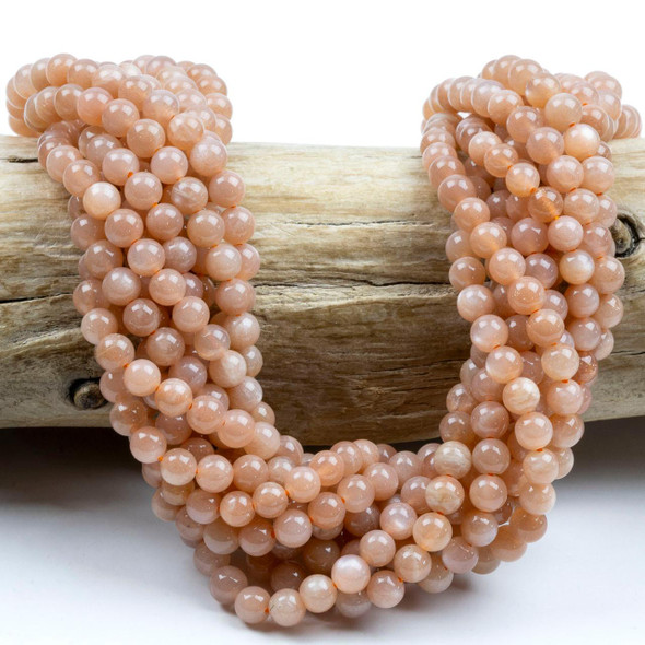 Cherry Tree Beads Peach Moonstone 5mm Rounds - 15 inch strand 