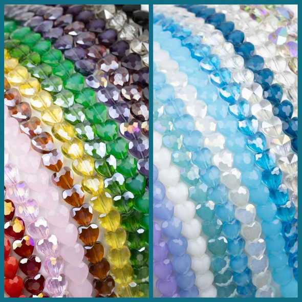 Cherry Tree Beads Crystal Beads - 8mm Faceted Hearts - 8 inch strand