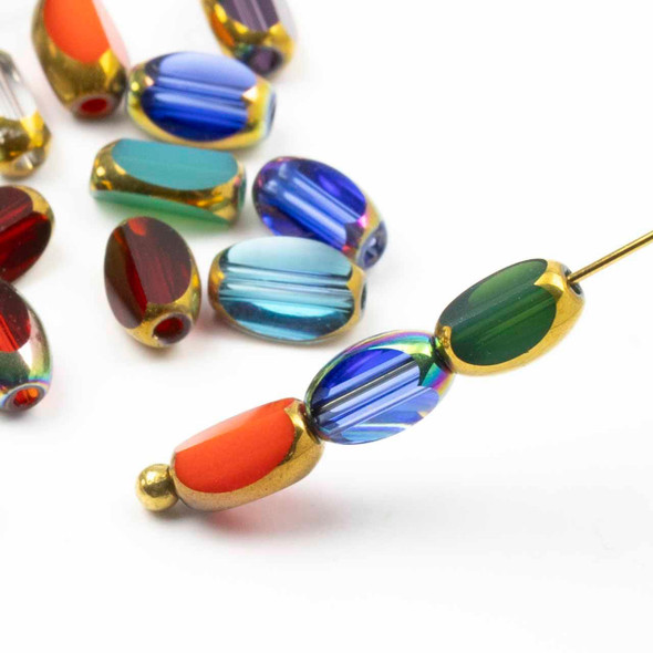 Cherry Tree Beads Glass Crystal 4x6mm Faceted Oval Beads with AB or Gold Edges - 13 inch strand 