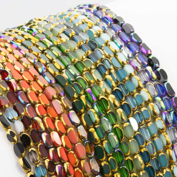 Cherry Tree Beads Glass Crystal 4x6mm Faceted Oval Beads with AB or Gold Edges 