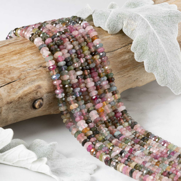 Cherry Tree Beads Rainbow Tourmaline 2x5mm Faceted Rondelle Beads - 15.5 inch strand